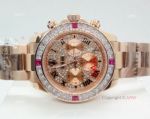 Copy Rolex Comograph Daytona Iced Out Watch Rose Gold Roman Markers